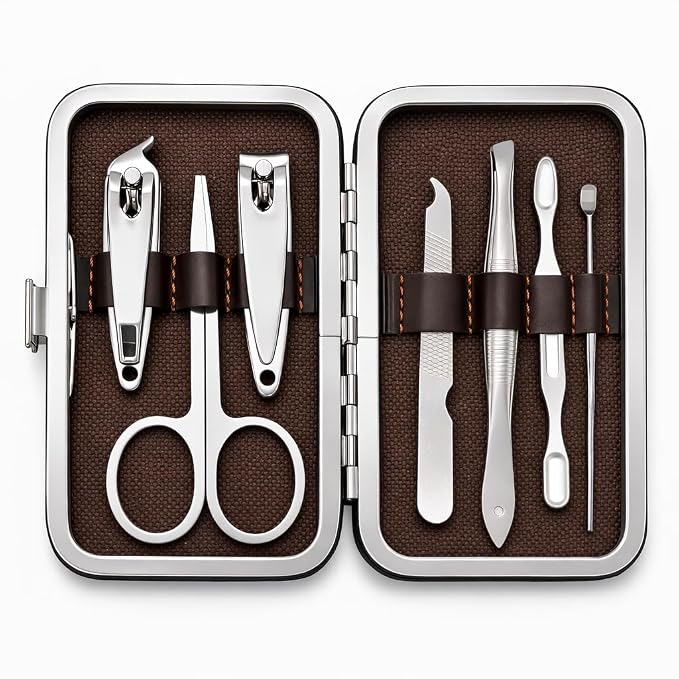 7 in 1 Nail Clipper Set, Travel Mini Manicure Set with Case
