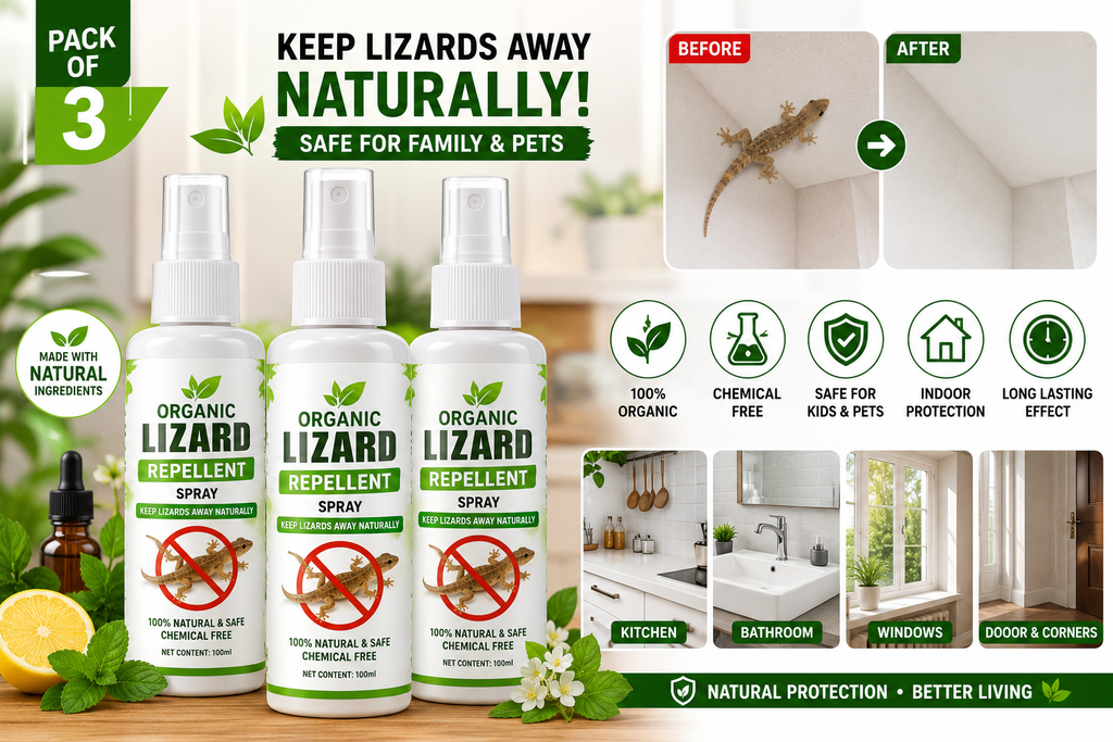 🌿 Organic Lizard Repellent Spray – Pack of 3