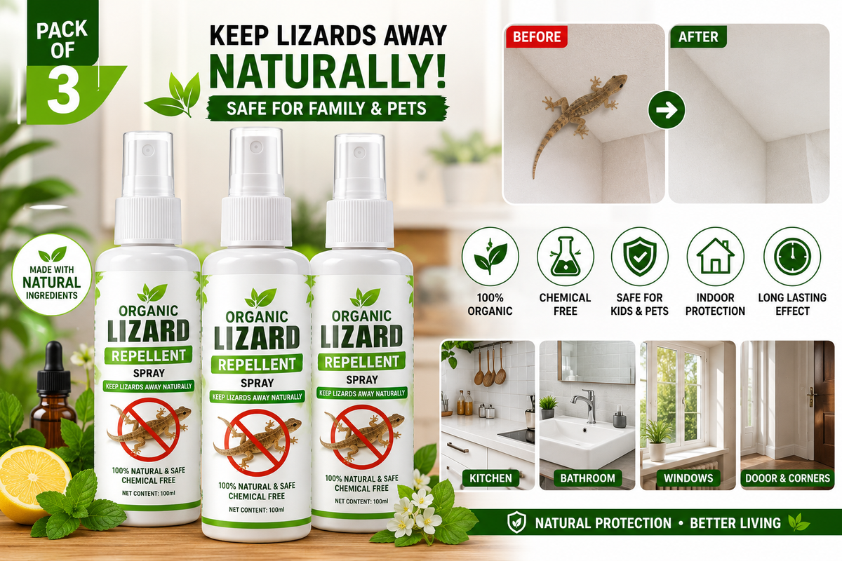 🌿 Organic Lizard Repellent Spray – Pack of 3