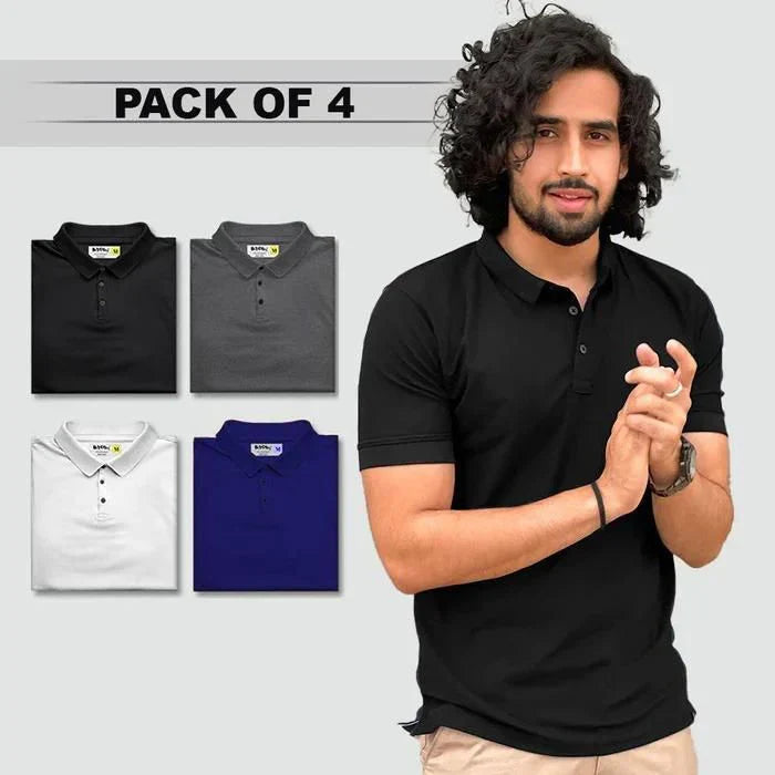 👕 Men's Polo T-Shirts (Pack of 4) – Assorted Colors
